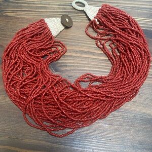 Vintage Handmade India Naga Coral Glass
Bead Necklace